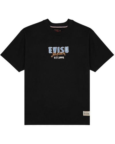 Evisu Logo-print Cotton T-shirt - Black