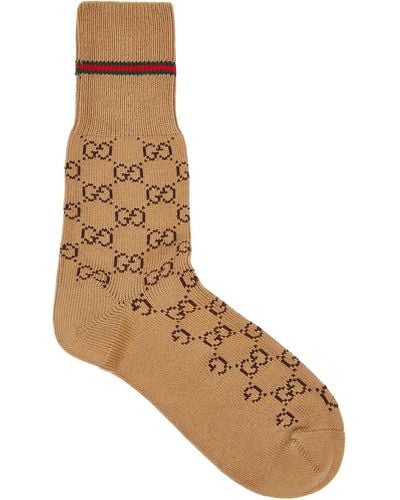 Gucci Gg-Intarsia-Blend Socks - Brown