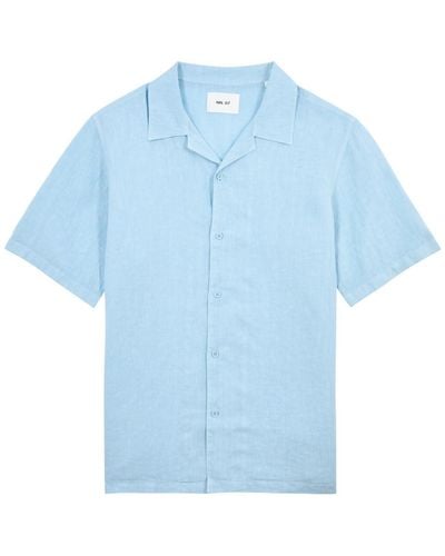 NN07 Julio Linen Shirt - Blue