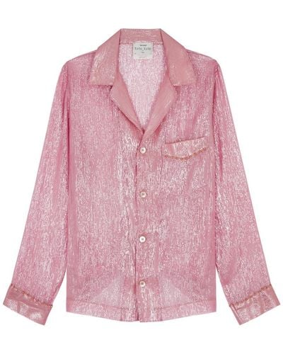 Forte Forte Metallic Silk-Blend Chiffon Shirt - Pink