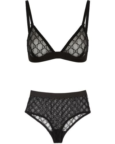 Gucci gg-embroidered Tulle Lingerie Set - Black