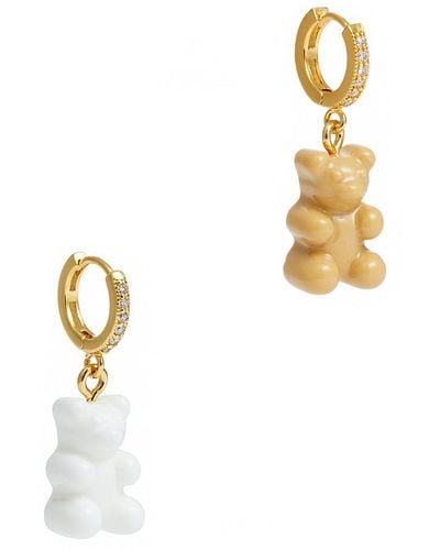 Crystal Haze Jewelry Nostalgia Bear 18kt Gold-plated Hoop Earrings - Metallic