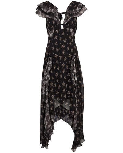 Free People Joaquin Floral-print Chiffon Midi Dress - Black