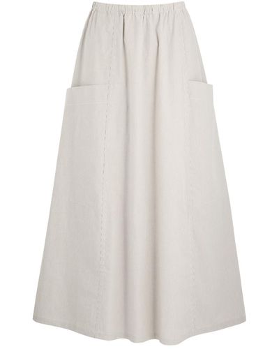 By Malene Birger Catterine Striped Cotton-Poplin Midi Skirt - White