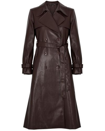 Alice + Olivia Alice + Olivia Elicia Faux Leather Trench Coat - Brown