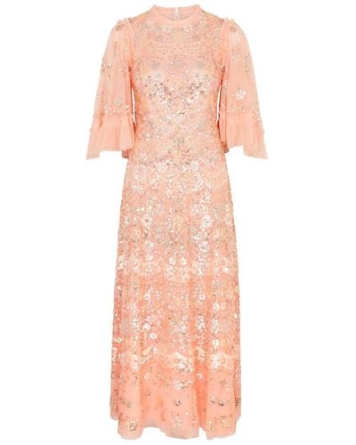 Needle & Thread Garden Delight Embellished Tulle Maxi Dress - Pink