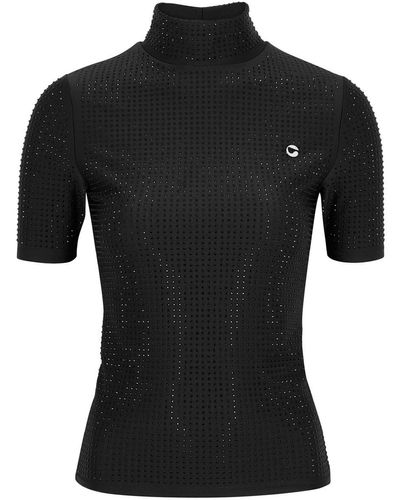 Coperni Crystal-embellished Stretch-jersey Top - Black