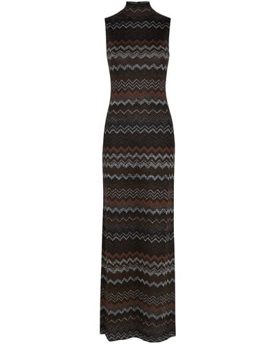 Missoni Zigzag-intarsia Metallic Fine-knit Maxi Dress - Black