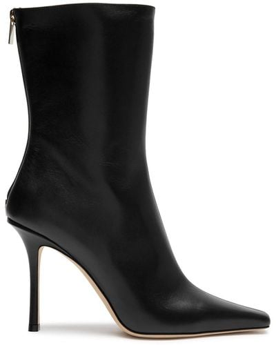 Jimmy Choo Agathe 100 Leather Ankle Boots - Black