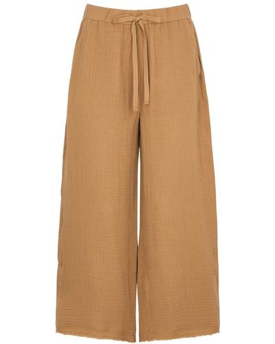 Eileen Fisher Cropped Cotton-gauze Trousers - Natural