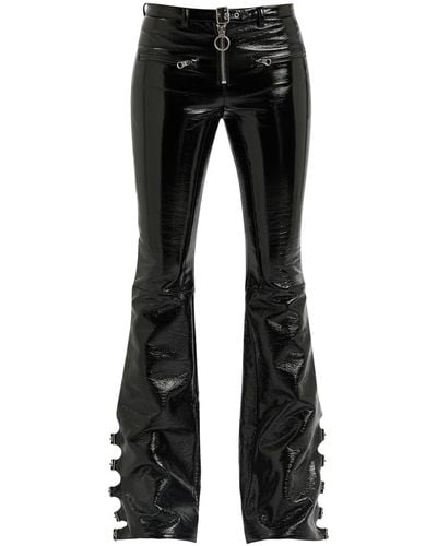 Courreges Cut-Out Coated Bootcut Trousers - Black