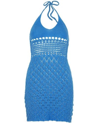 GIMAGUAS Pachanka Crochet-knit Mini Dress - Blue