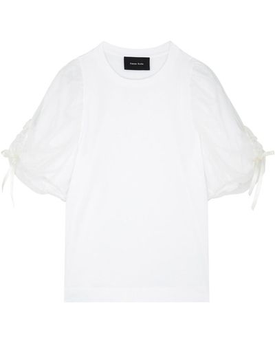 Simone Rocha Bow-embellished Cotton And Tulle T-shirt - White