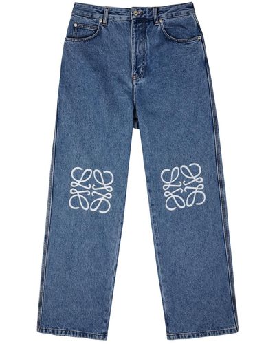 Loewe Anagram Wide-Leg Jeans - Blue