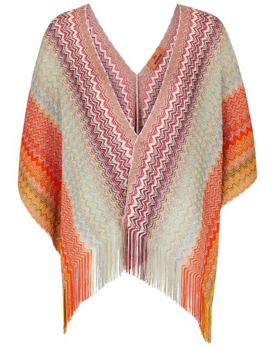 Missoni Zigzag-intarsia Metallic-knit Shawl - Pink