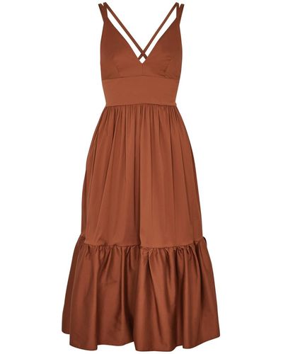 Max Mara Aqulia Cotton-blend Midi Dress - Brown