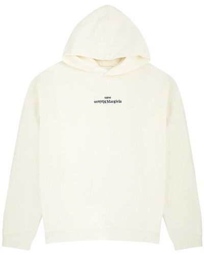 Maison Margiela Logo Hooded Cotton Sweatshirt - White