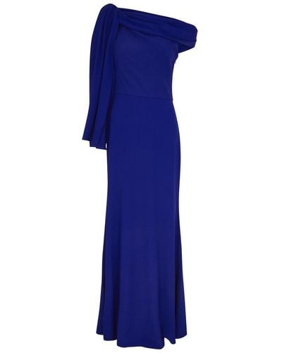 Alexander McQueen Off-the-shoulder Draped Gown - Blue
