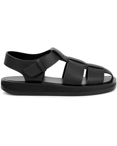 The Row Fisherman Woven Textured-leather Sandals - Black