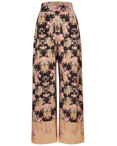 byTiMo Floral-print Satin Trousers - Natural