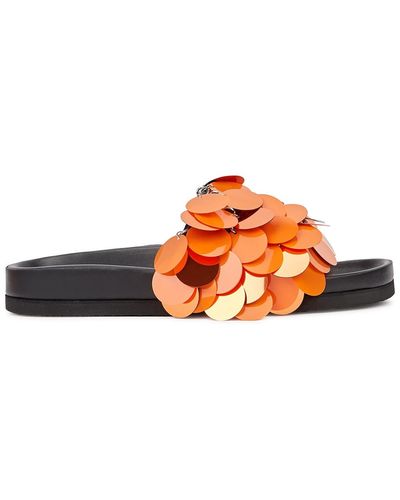 Rabanne Sparkle Orange Paillette-embellished Sliders