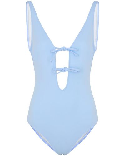 On The Island Hera Tie-Front Swimsuit - Blue