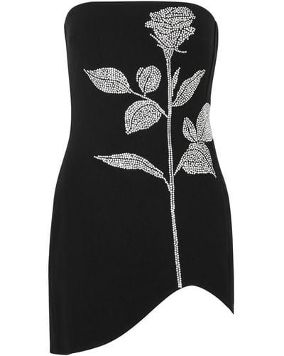 David Koma Crystal-Embellished Stretch-Cady Mini Dress - Black