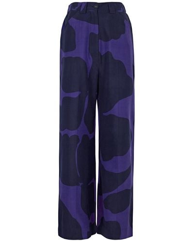LOVEBIRDS Chester Printed Woven Trousers - Blue