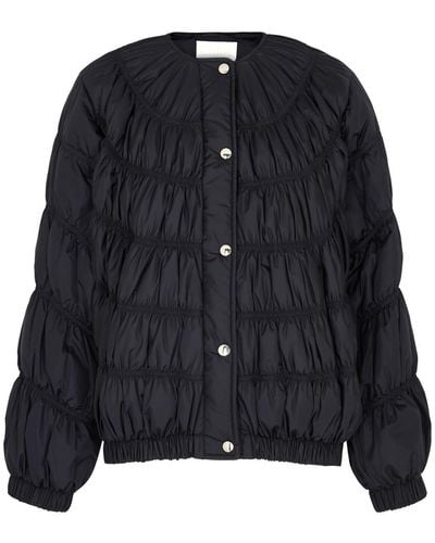 Chloé Chloe Ruched Quilted Shell Jacket - Black