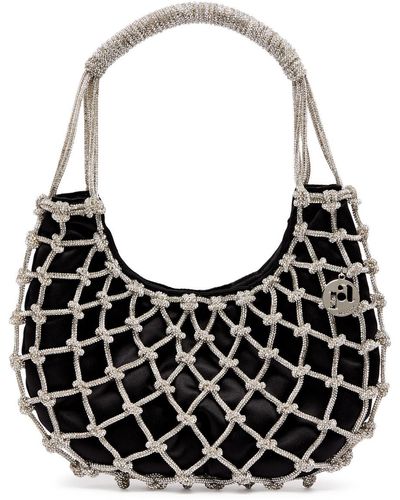 Rosantica Nodi Crystal-embellished Satin Shoulder Bag - Black