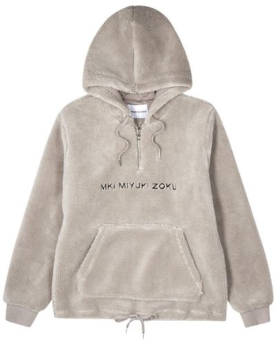 MKI Miyuki-Zoku Light Grey Hooded Fleece Sweatshirt