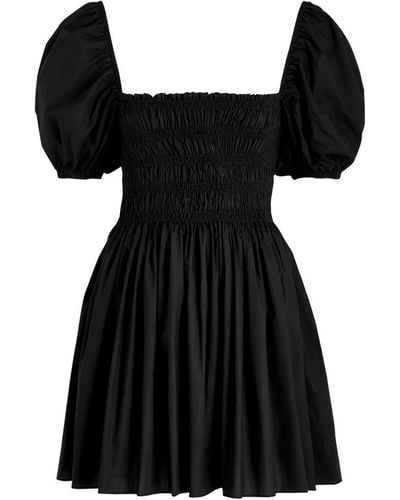 Matteau Smocked Cotton Mini Dress - Black