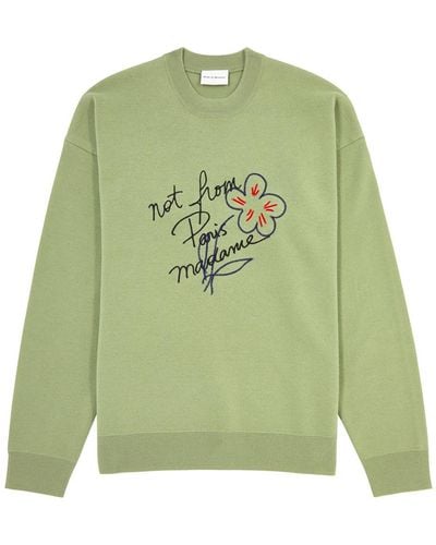 Drole de Monsieur La Maille Slogan Esquisse Wool Sweater - Green