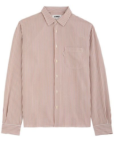 YMC Curtis Striped Woven Shirt - Pink