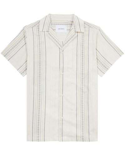 Les Deux Leo Stripe-Jacquard Cotton Shirt - White