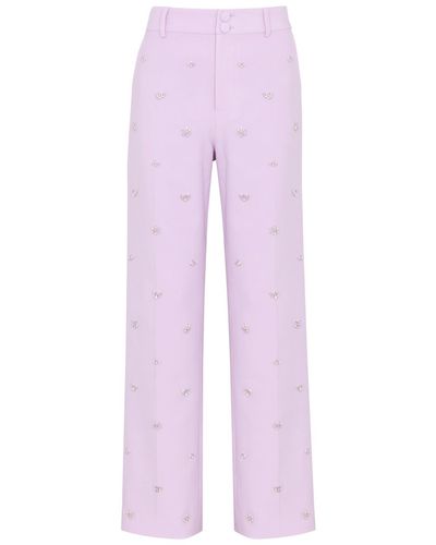 Huishan Zhang Miles Crystal-embellished Straight-leg Trousers - Pink