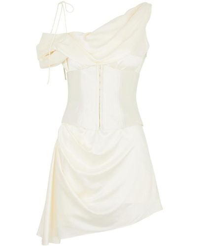 De La Vali Brulee Silk-Satin Corset Mini Dress - White