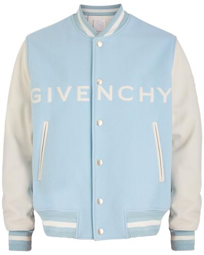 Givenchy Logo Wool-Blend Varsity Jacket - Blue