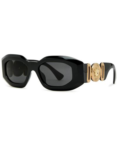 Versace Medusa Rectangle-Frame Sunglasses - Black