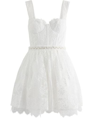 Alice + Olivia Hope Embellished Lace Mini Dress - White