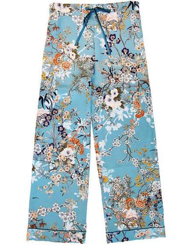 Meng Teal Blue Silk Satin Pyjama Trousers
