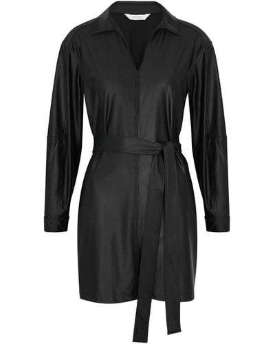 Max Mara Bonn Belted Satin-Jersey Mini Dress - Black