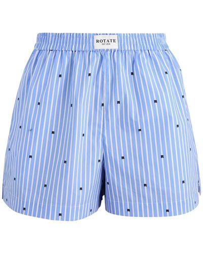 ROTATE SUNDAY Striped Logo Cotton Shorts - Blue