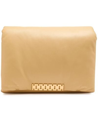 Victoria Beckham Puffy Jumbo Chain Leather Shoulder Bag - Natural