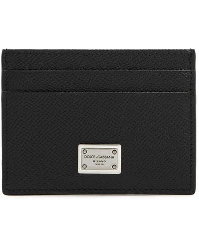 Dolce & Gabbana Luxe Leather Plaque Cardholder - Black