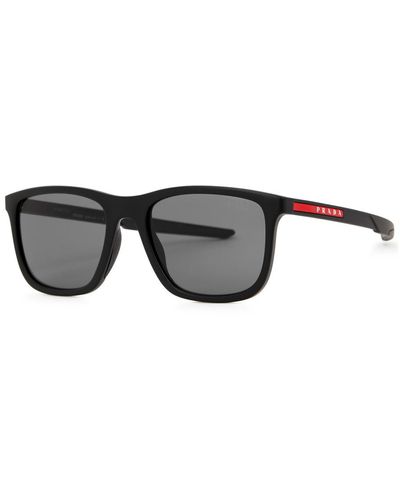 Prada Linea Rossa Wayfarer-style Sunglasses , Matte, Designer-stamped Polarised Lenses, 100% Uv Protection - Black