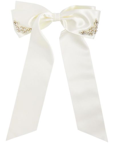 Simone Rocha Crystal-embellished Satin Bow Hair Clip - White