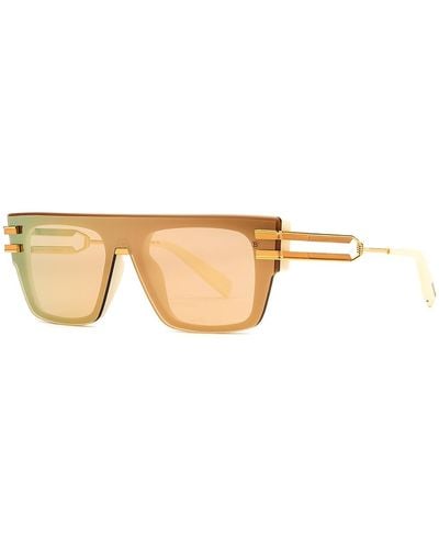 Balmain Soldat -tone D-frame Sunglasses - Natural