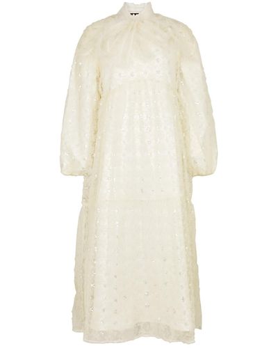 Sister Jane Frida Embellished Tulle Midi Dress - Natural