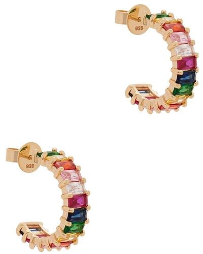 Rosie Fortescue Jewellery 18Kt-Plated Hoop Earrings, Earrings, Emerald - White